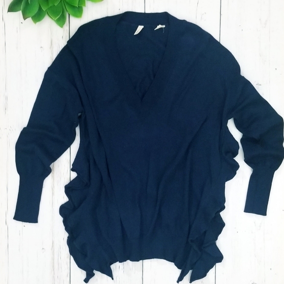 Anthropology Moth Ruffled V-Neck Sweater - Picture 2 of 12